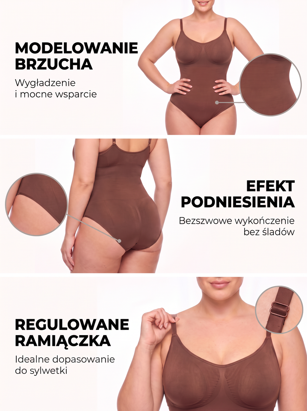 Brąz - body modelujące, detale funkcji